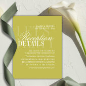 Modern Chartreuse Script Wedding Details Informatiekaartje