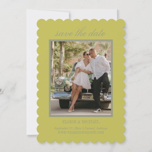 Modern Chartreuse Script Wedding Photo Save The Date (Voorkant)