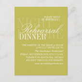 Modern Chartreuse Script Wedding Rehearsal Informatiekaartje (Voorkant)