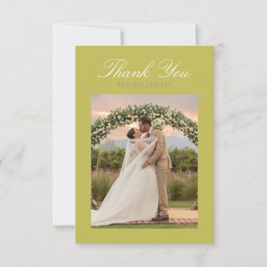 Modern Chartreuse Script Wedding Thank You Card Bedankkaart (Voorkant)