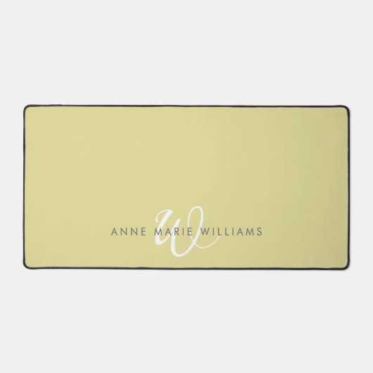Modern Chartreuse Witte Script Monogram Bureaumat (Voorkant)