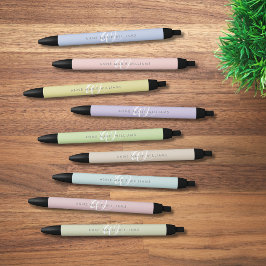 Modern Chartreuse Witte Script Monogram Zwarte Inkt Pen