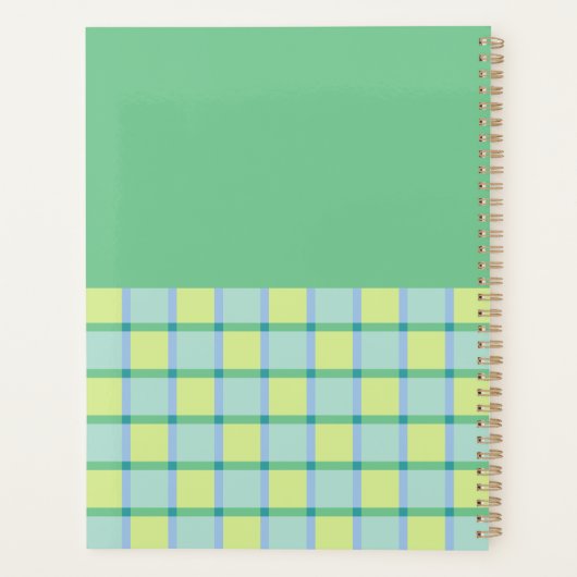 Modern Checker Blue Green Lime Custom Monogram Planner (Achterkant)