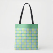 Modern Checker Blue Green Lime Pattern Tote Bag (Voorkant)