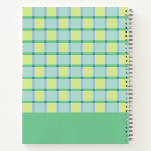 Modern Checker Blue Green Lime Personalized Notitieboek (Achterkant)