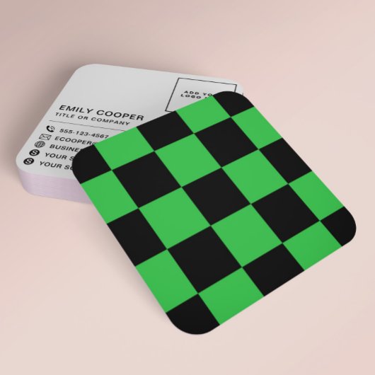 Modern Checker Checkerboard Toevoegen Logo Zwart G Vierkante Visitekaartje