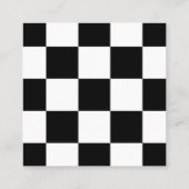 Modern Checker Checkerboard Toevoegen Logo Zwart W Vierkante Visitekaartje (Achterkant)