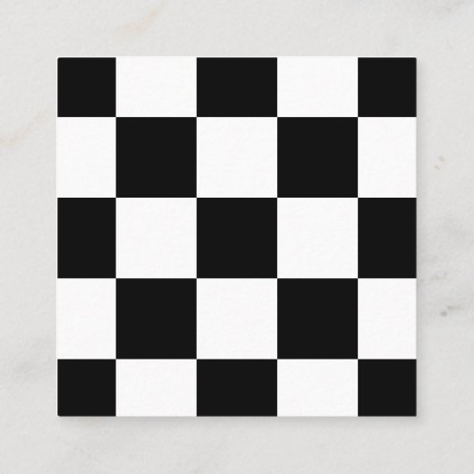 Modern Checker Checkerboard Toevoegen Logo Zwart W Vierkante Visitekaartje (Achterkant)