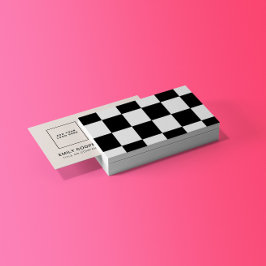 Modern Checker Checkerboard Toevoegen Logo Zwart W Visitekaartje