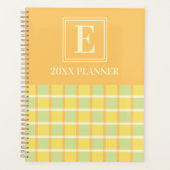 Modern Checker Green Yellow Orange Custom Monogram Planner (Voorkant)