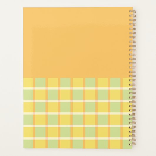 Modern Checker Green Yellow Orange Custom Monogram Planner (Achterkant)