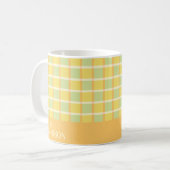 Modern Checker Green Yellow Orange Personalized Koffiemok (Voorkant links)