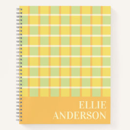 Modern Checker Green Yellow Orange Personalized Notitieboek