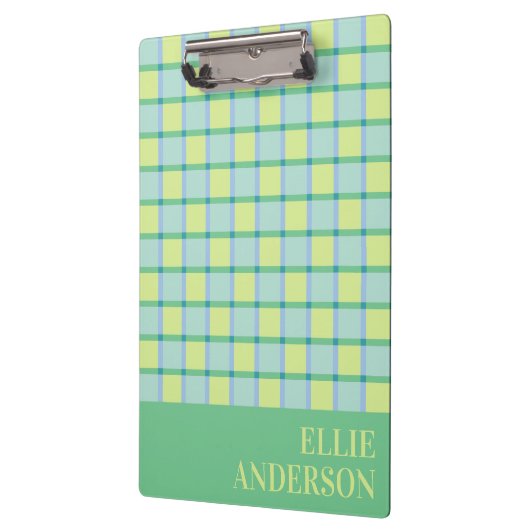 Modern Checker Pastel Blue Green Lime Custom Klembord (Links)