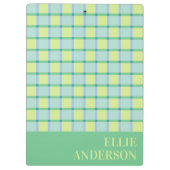 Modern Checker Pastel Blue Green Lime Custom Klembord (Achterkant)