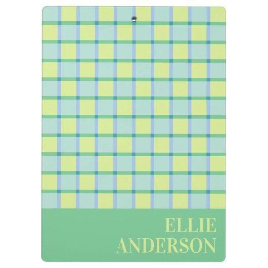 Modern Checker Pastel Blue Green Lime Custom Klembord (Achterkant)