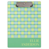 Modern Checker Pastel Blue Green Lime Custom Klembord (Voorkant)