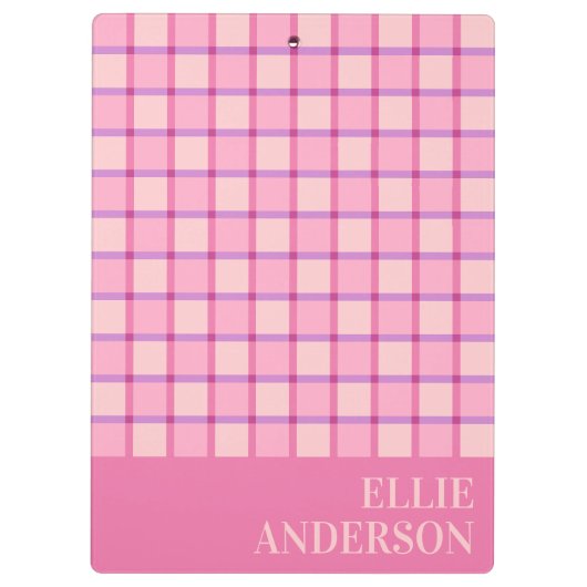Modern Checker Pastel Pink Purple Custom Klembord (Achterkant)