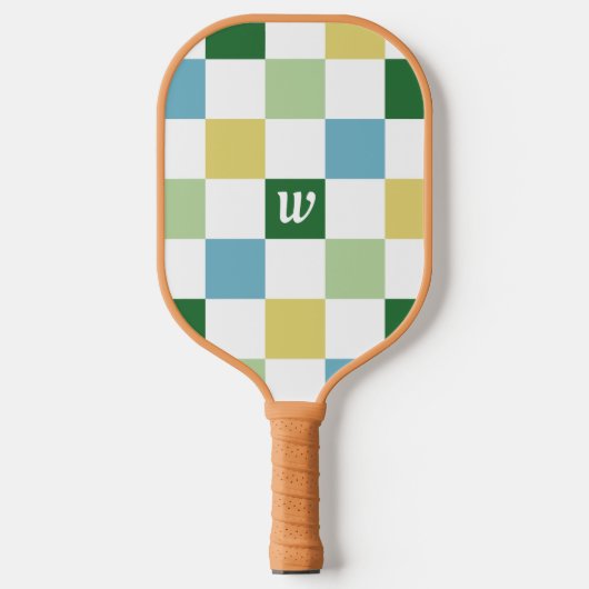 Modern Checker Patroon Monogram Pickleball Paddle (Voorkant)
