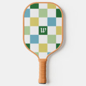 Modern Checker Patroon Monogram Pickleball Paddle (Achterkant)