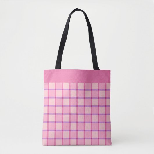 Modern Checker Pink Purple Pattern Tote Bag (Voorkant)