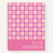 Modern Checker Pink Purple Personalized Notitieboek (Voorkant)