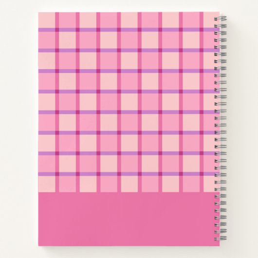 Modern Checker Pink Purple Personalized Notitieboek (Achterkant)