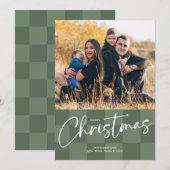 Modern Checkerboard Christmas Photo Card Feestdagenkaart (Voorkant / Achterkant)