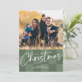Modern Checkerboard Christmas Photo Card Feestdagenkaart (Staand voorkant)