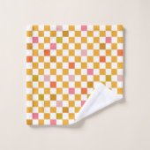 Modern Checkerboard geel geruit patroon Bad Handdoek (Wasdoekje)