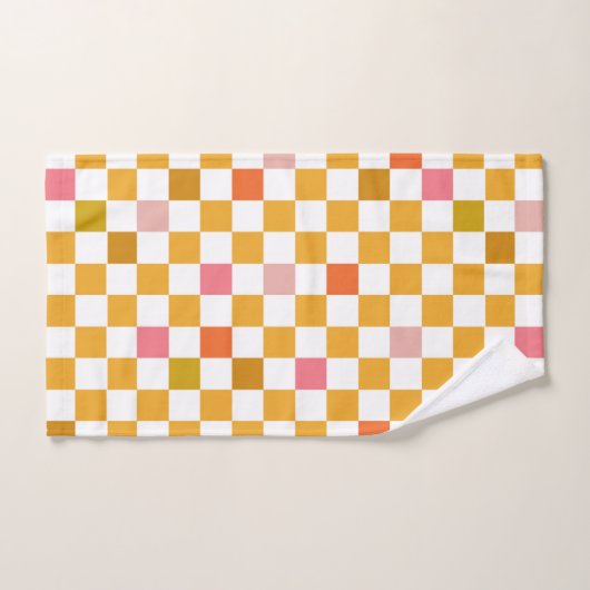 Modern Checkerboard geel geruit patroon Bad Handdoek (Handdoek)