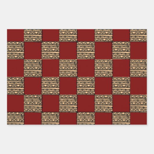 Modern Checkerboard Geometric pattern Inpakpapier Vel (Voorkant 3)