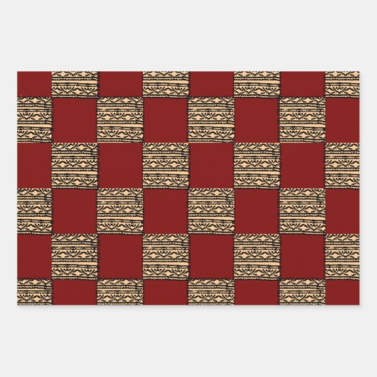 Modern Checkerboard Geometric pattern  Inpakpapier Vel (Voorkant 2)