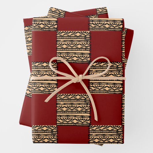 Modern Checkerboard Geometric pattern Inpakpapier Vel (In situ)