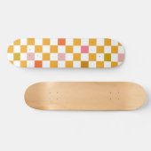 Modern Checkerboard Pattern Oker Geruit Persoonlijk Skateboard (Horizontaal)