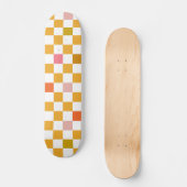 Modern Checkerboard Pattern Oker Geruit Persoonlijk Skateboard (Voorkant)