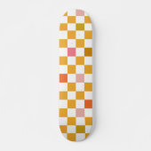 Modern Checkerboard Pattern Oker Geruit Persoonlijk Skateboard (Voorkant)