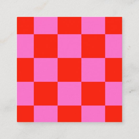 Modern Checkerboard Voeg Logo rood en roze toe Vierkante Visitekaartje (Achterkant)
