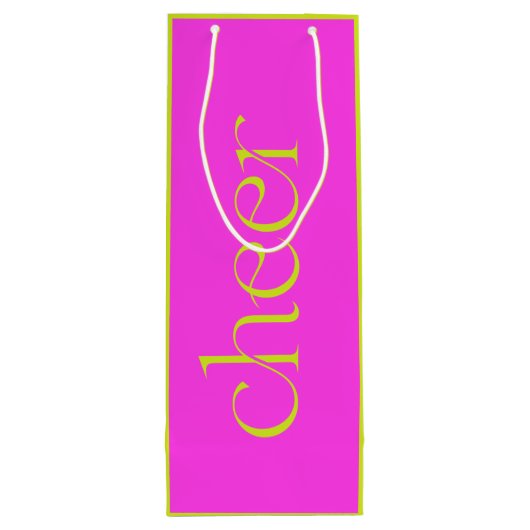 Modern Cheer Fuchsia Roze en Groen Wijn Cadeautas (Achterkant)