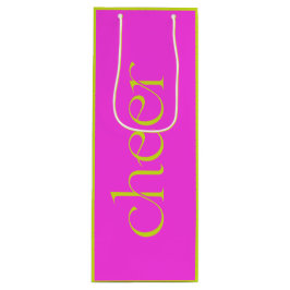 Modern Cheer Fuchsia Roze en Groen Wijn Cadeautas