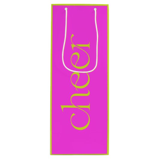 Modern Cheer Fuchsia Roze en Groen Wijn Cadeautas (Voorkant)