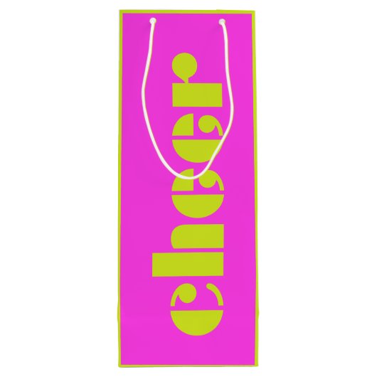 Modern Cheer Fuchsia Roze en Heldergroen Wijn Cadeautas (Achterkant)