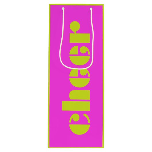 Modern Cheer Fuchsia Roze en Heldergroen Wijn Cadeautas (Voorkant)