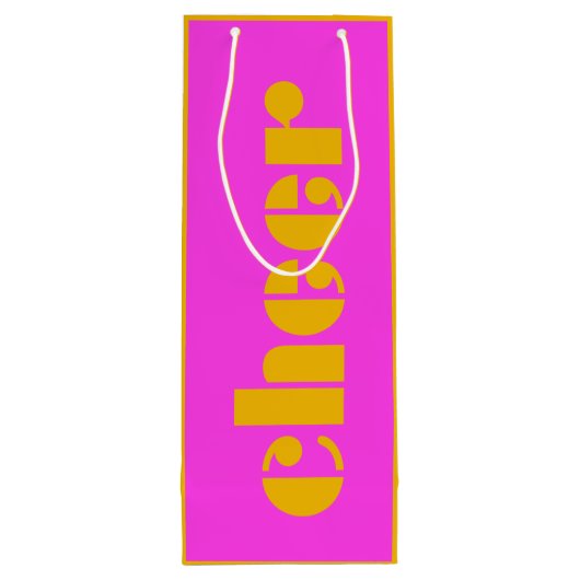 Modern Cheer Fuchsia Roze en Sinaasappel Wijn Cadeautas (Achterkant)
