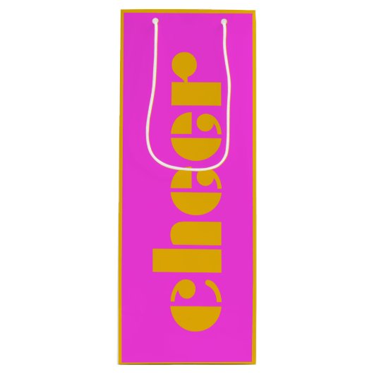 Modern Cheer Fuchsia Roze en Sinaasappel Wijn Cadeautas (Voorkant)