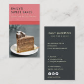 MODERN CHEERFUL BOLD RED PINK BAKERY CHEF FOTO VISITEKAARTJE (Voorkant / Achterkant)