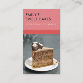 MODERN CHEERFUL BOLD RED PINK BAKERY CHEF FOTO VISITEKAARTJE
