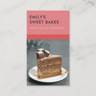 MODERN CHEERFUL BOLD RED PINK BAKERY CHEF FOTO VISITEKAARTJE
