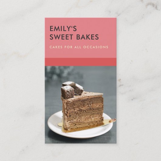 MODERN CHEERFUL BOLD RED PINK BAKERY CHEF FOTO VISITEKAARTJE (Voorkant)