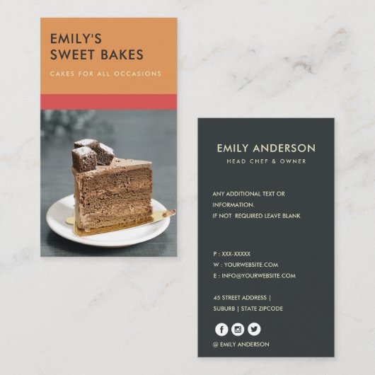 MODERN CHEERFUL BOLD RED SINAASAPPEL BAKERY CHEF F VISITEKAARTJE (Voorkant / Achterkant)